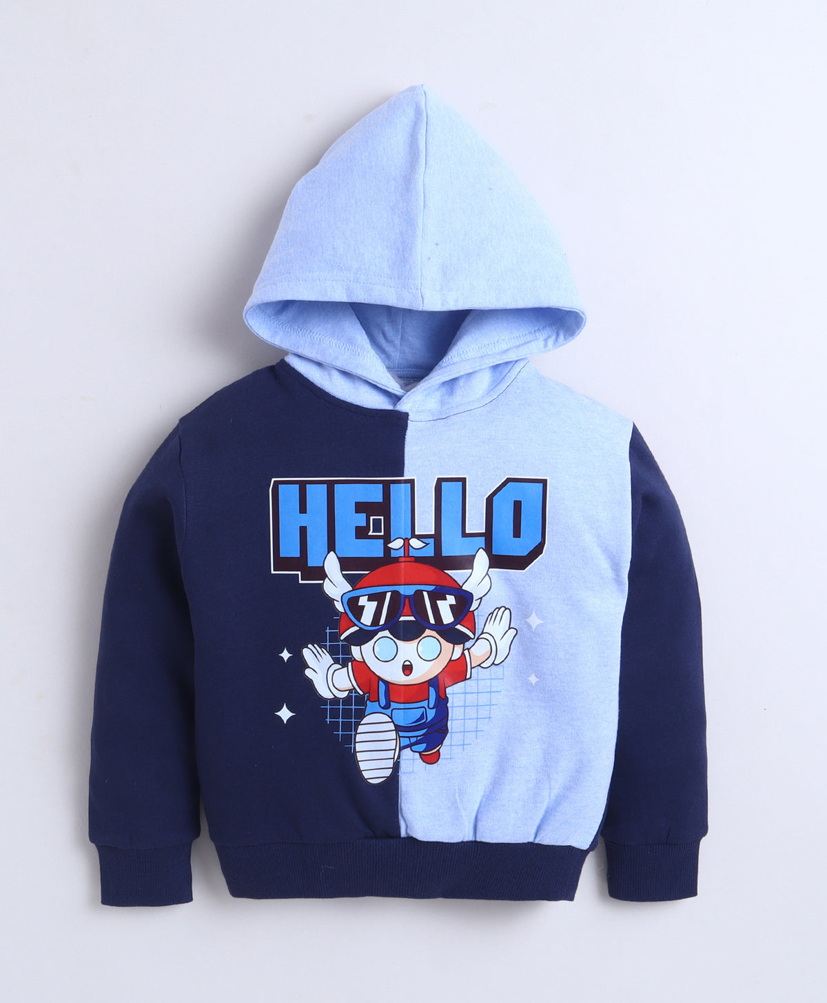 Bumzee Navy Cut & Sew Sweatshirt, Full Sleeves, Cotton Fleece