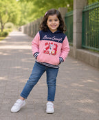 Bumzee Navy & Pink Cut & Sew Sweatshirt, Full Sleeves, Cotton Fleece