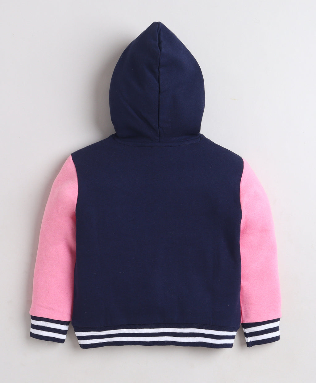 Bumzee Navy & Pink Cut & Sew Sweatshirt, Full Sleeves, Cotton Fleece