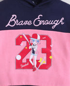 Bumzee Navy & Pink Cut & Sew Sweatshirt, Full Sleeves, Cotton Fleece