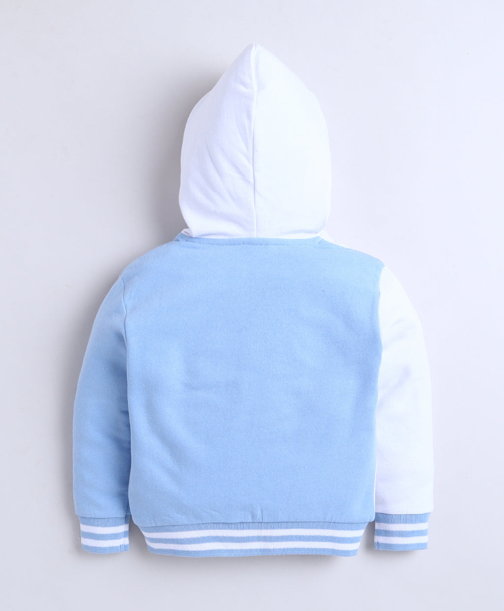 Bumzee Blue & White Cut & Sew Sweatshirt, Full Sleeves, Cotton Fleece