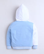 Bumzee Blue & White Cut & Sew Sweatshirt, Full Sleeves, Cotton Fleece