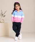 Multi Cut & Sew Hooded Zipper Sweatshirt, Full Sleeves, Cotton Fleece Blend