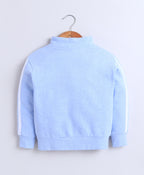 Bumzee Sky Blue Graphic Print Jacket, Full Sleeves, Cotton Fleece