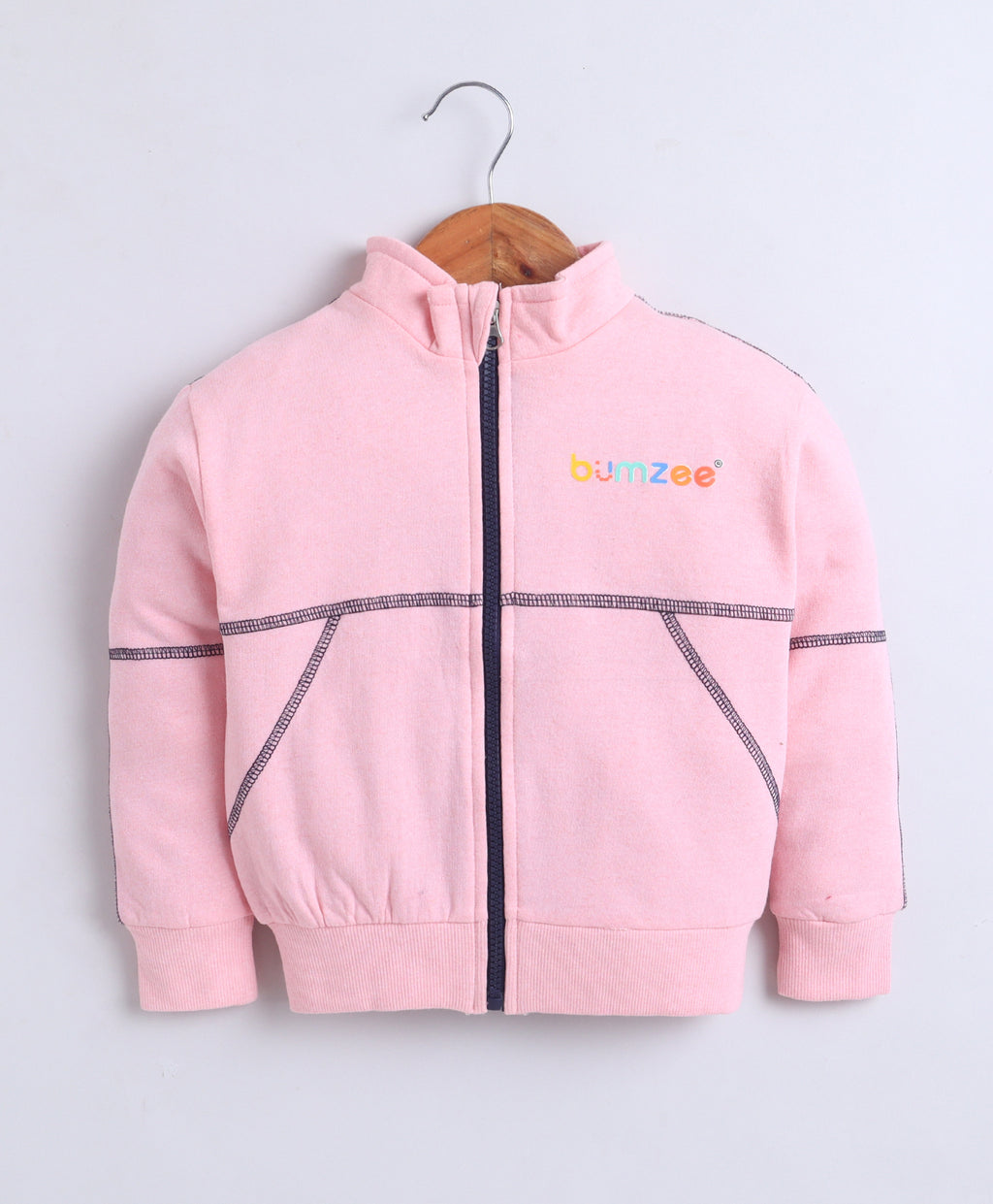 Bumzee Pink Jacket, Full Sleeves, Cotton Fleece