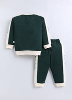 Green Animal Print T-Shirt & Pyjama Set, Full Sleeves, 100% Cotton