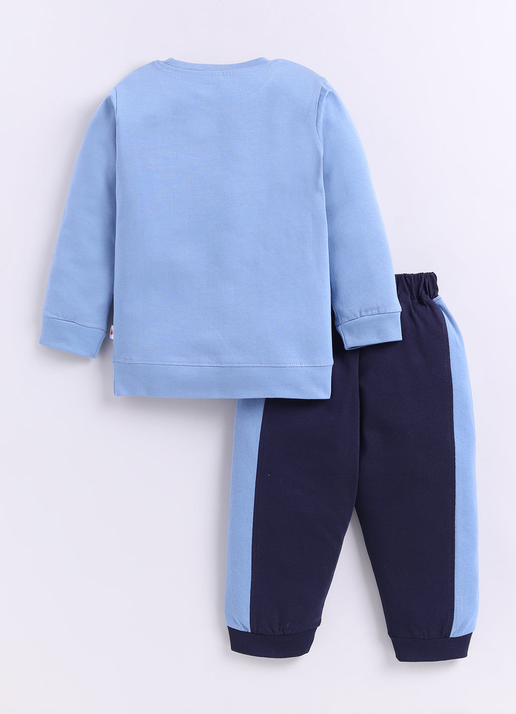 Blue & Navy Graphic Print T-Shirt & Pyjama Set, Full Sleeves, 100% Cotton