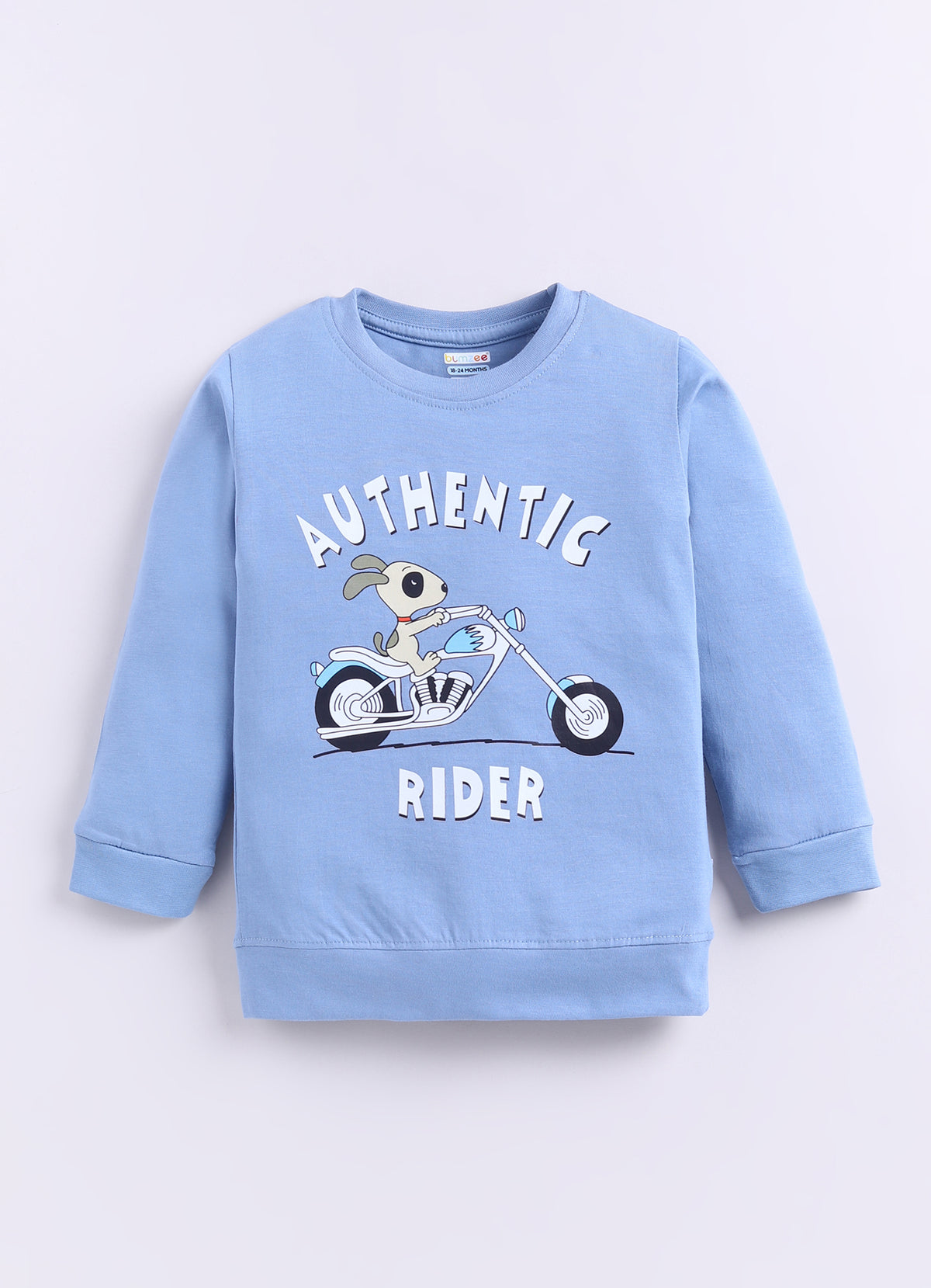 Blue & Navy Graphic Print T-Shirt & Pyjama Set, Full Sleeves, 100% Cotton