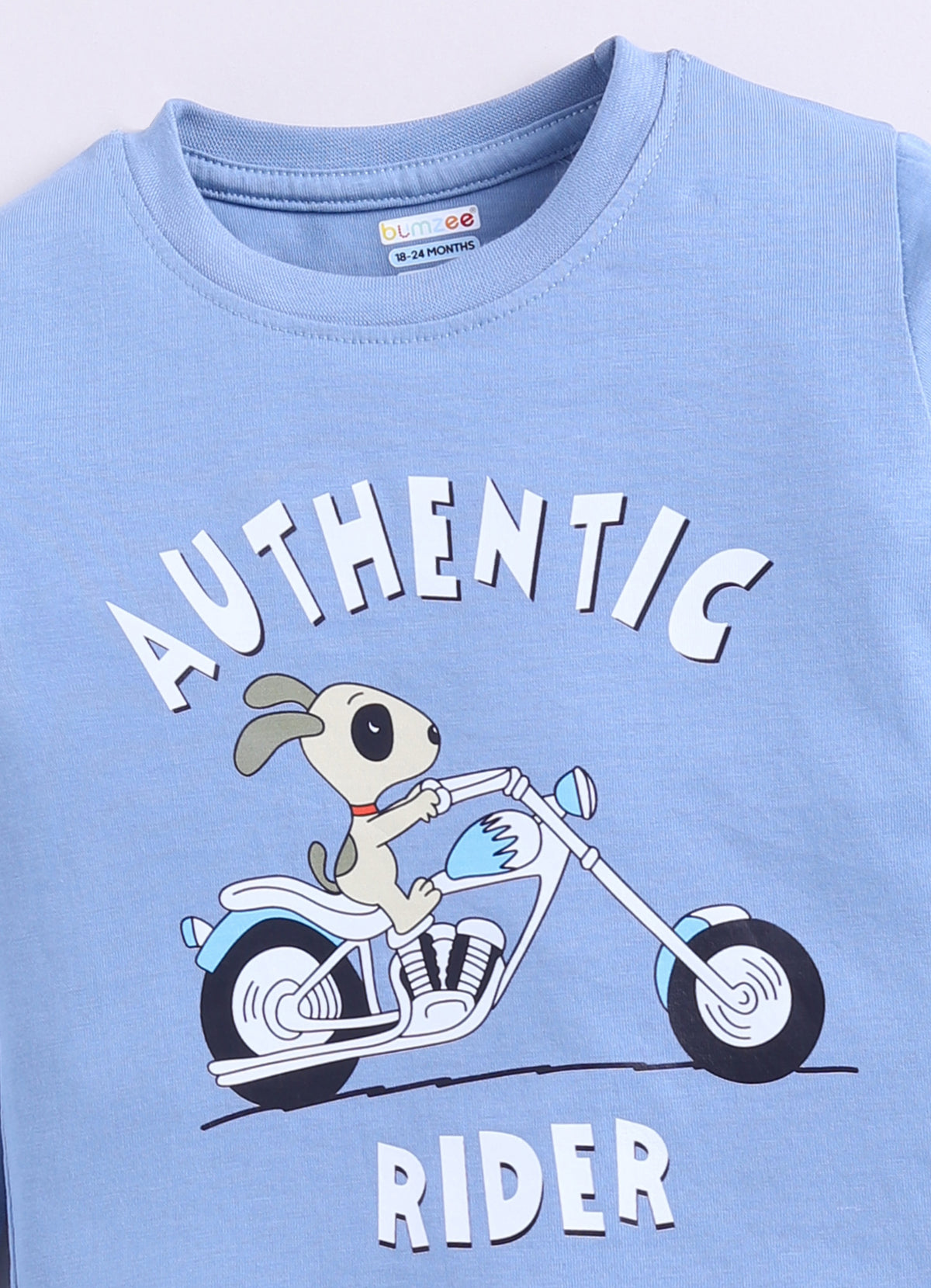Blue & Navy Graphic Print T-Shirt & Pyjama Set, Full Sleeves, 100% Cotton