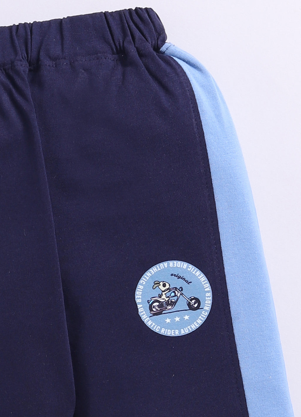 Blue & Navy Graphic Print T-Shirt & Pyjama Set, Full Sleeves, 100% Cotton