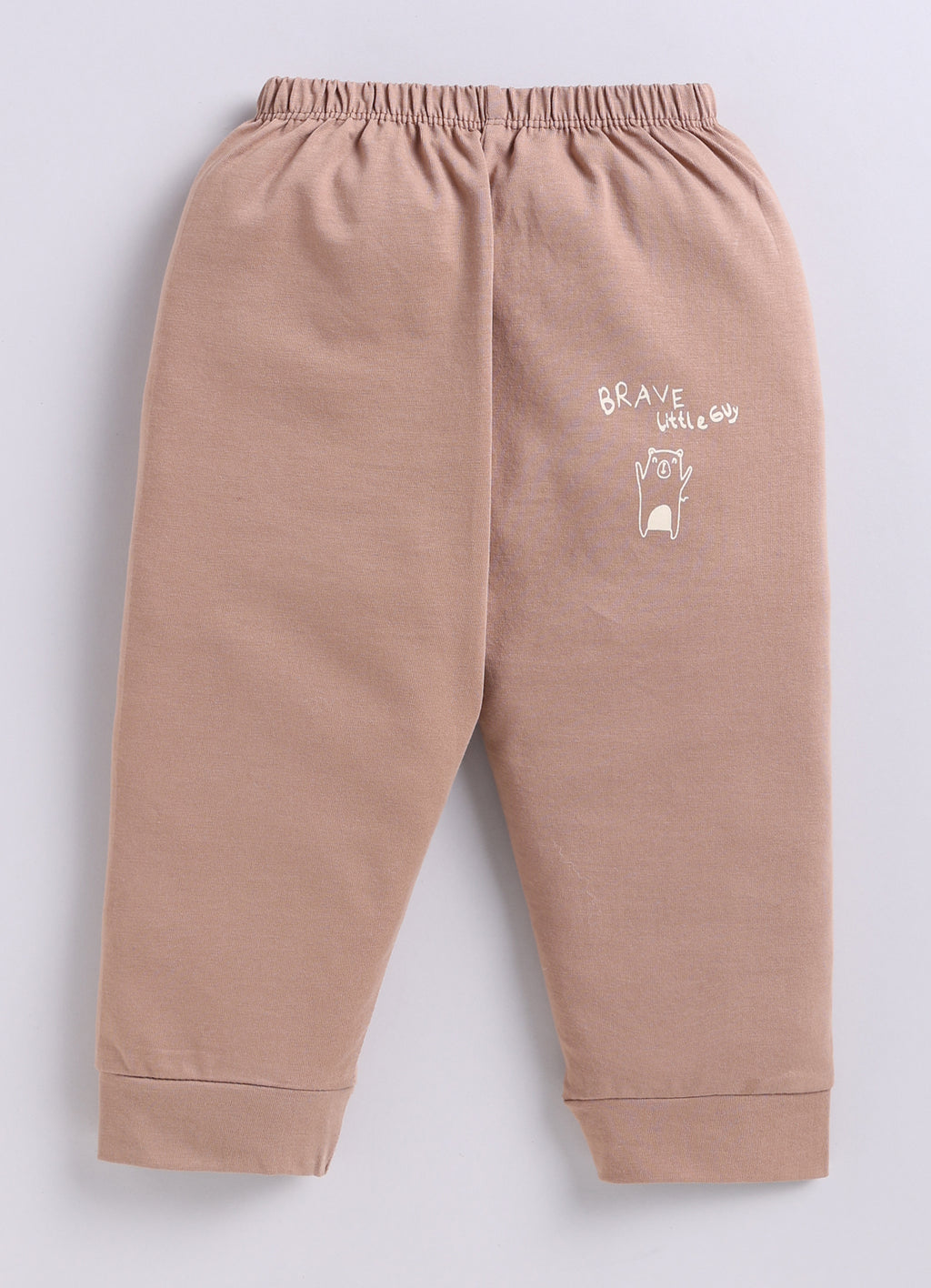 Peach & Brown Graphic Print Jabla & Pyjama Set, Full Sleeves, 100% Cotton