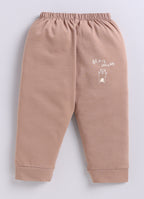 Peach & Brown Graphic Print Jabla & Pyjama Set, Full Sleeves, 100% Cotton