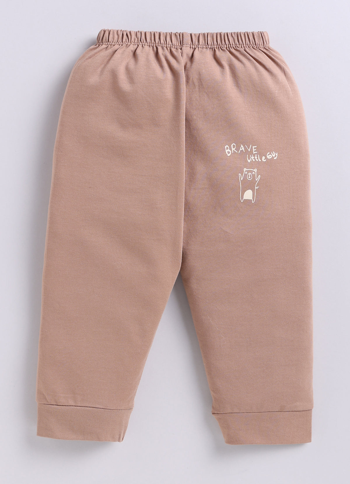 Peach & Brown Graphic Print Jabla & Pyjama Set, Full Sleeves, 100% Cotton
