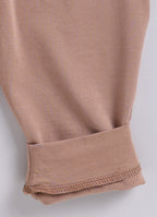 Peach & Brown Graphic Print Jabla & Pyjama Set, Full Sleeves, 100% Cotton