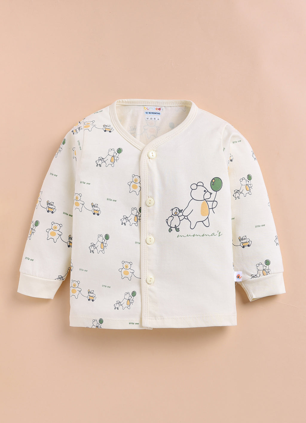 Cream Animal Print Jabla & Pyjama Set, Full Sleeves, 100% Cotton
