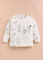 Cream Animal Print Jabla & Pyjama Set, Full Sleeves, 100% Cotton