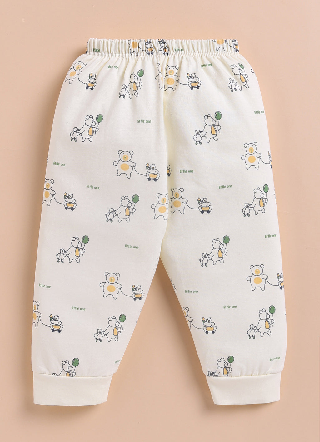 Cream Animal Print Jabla & Pyjama Set, Full Sleeves, 100% Cotton