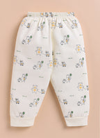 Cream Animal Print Jabla & Pyjama Set, Full Sleeves, 100% Cotton