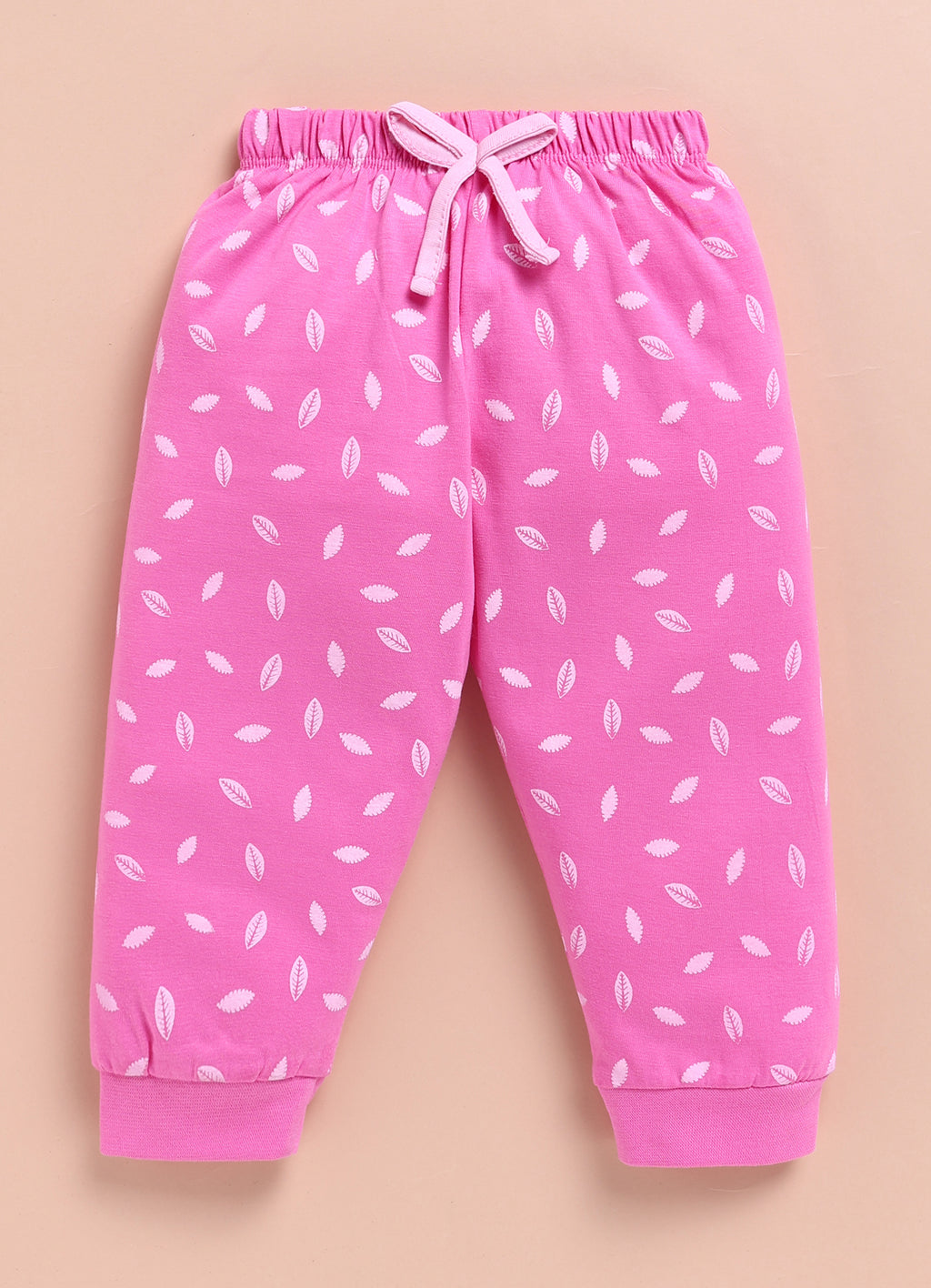 Baby Pink & Pink Graphic Print T-Shirt & Pyjama Set, Full Sleeves, 100% Cotton