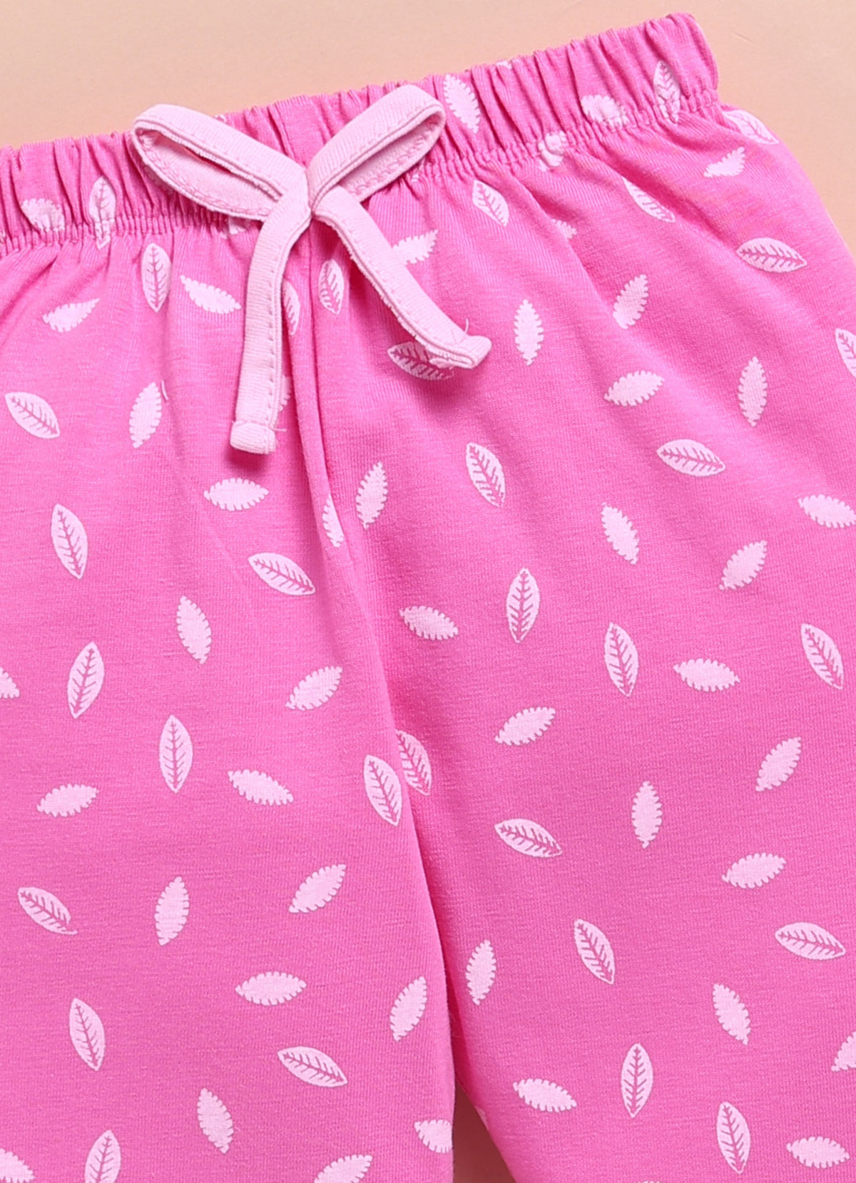 Baby Pink & Pink Graphic Print T-Shirt & Pyjama Set, Full Sleeves, 100% Cotton