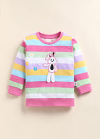 Multi & Pink Striped T-Shirt & Pyjama Set, Full Sleeves, 100% Cotton