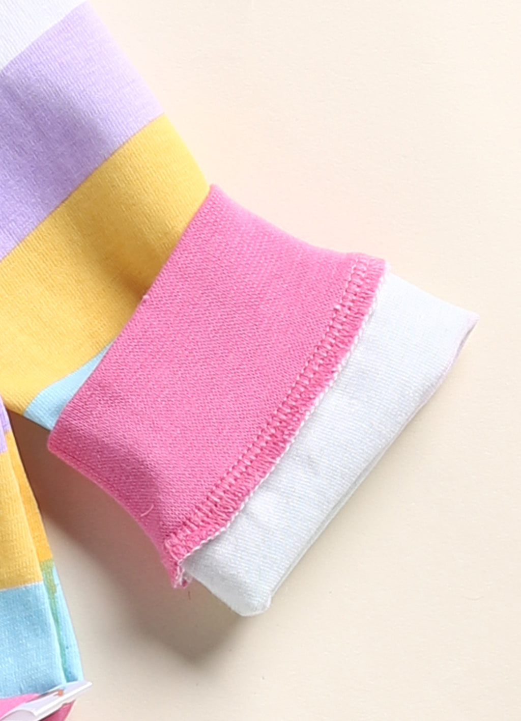Multi & Pink Striped T-Shirt & Pyjama Set, Full Sleeves, 100% Cotton
