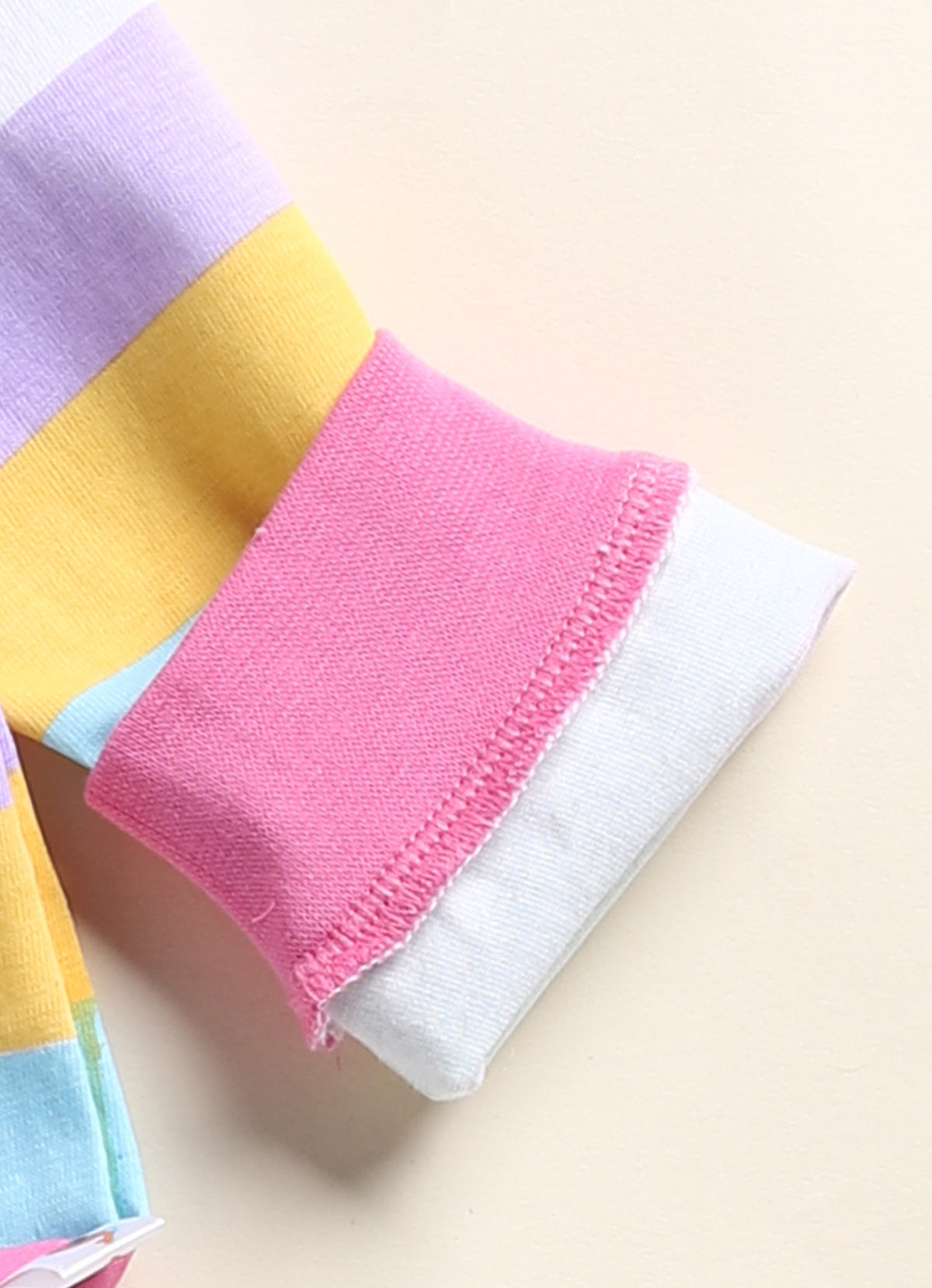Multi & Pink Striped T-Shirt & Pyjama Set, Full Sleeves, 100% Cotton