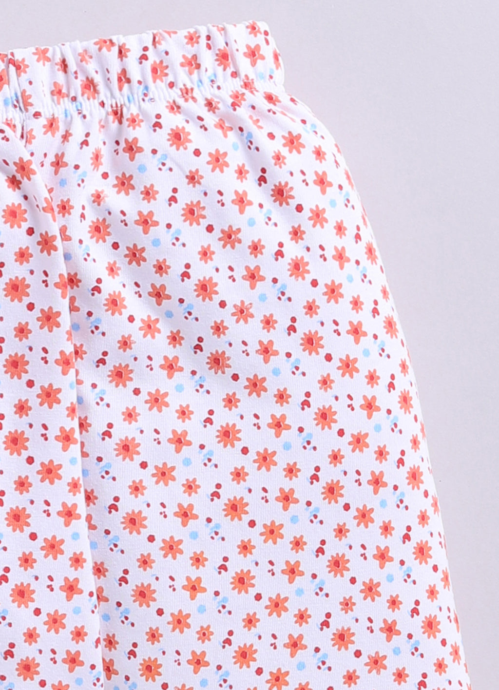 Peach & White Animal Print T-Shirt & Pyjama Set, Full Sleeves, 100% Cotton