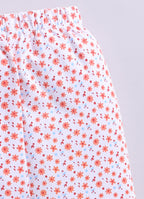 Peach & White Animal Print T-Shirt & Pyjama Set, Full Sleeves, 100% Cotton