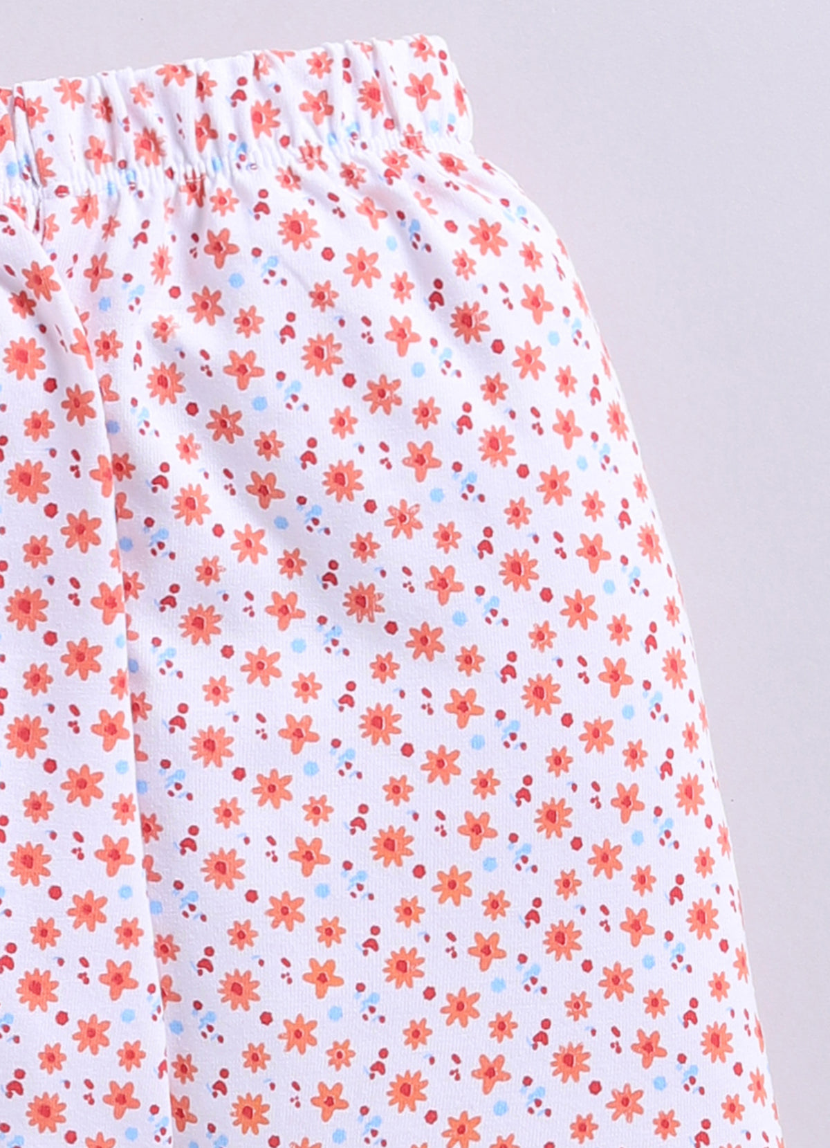 Peach & White Animal Print T-Shirt & Pyjama Set, Full Sleeves, 100% Cotton