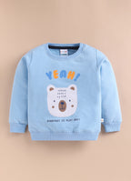 Sky Blue & Navy Animal Print Sweatshirt & Jogger Set, 100% Cotton