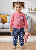 Coral & Navy Animal Print Sweatshirt & Jogger Set, Full Sleeves, 100% Cotton