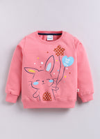 Coral & Navy Animal Print Sweatshirt & Jogger Set, Full Sleeves, 100% Cotton