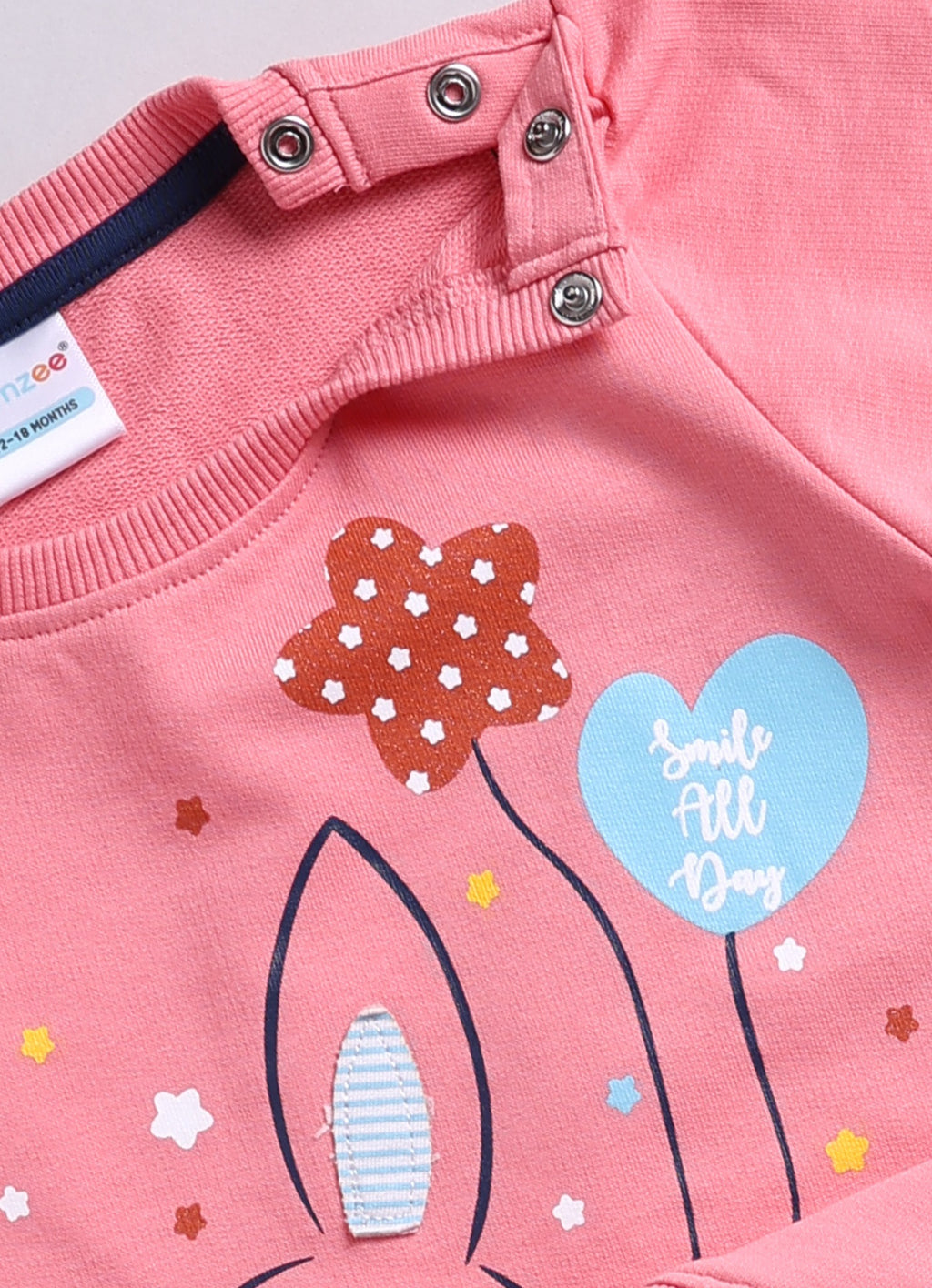 Coral & Navy Animal Print Sweatshirt & Jogger Set, Full Sleeves, 100% Cotton