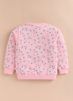 Pink Floral Print Sweatshirt, Full Sleeves, Cotton