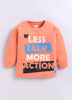Peach & Beige Animal Print T-Shirts, Pack of 2, Full Sleeves, 100% Cotton