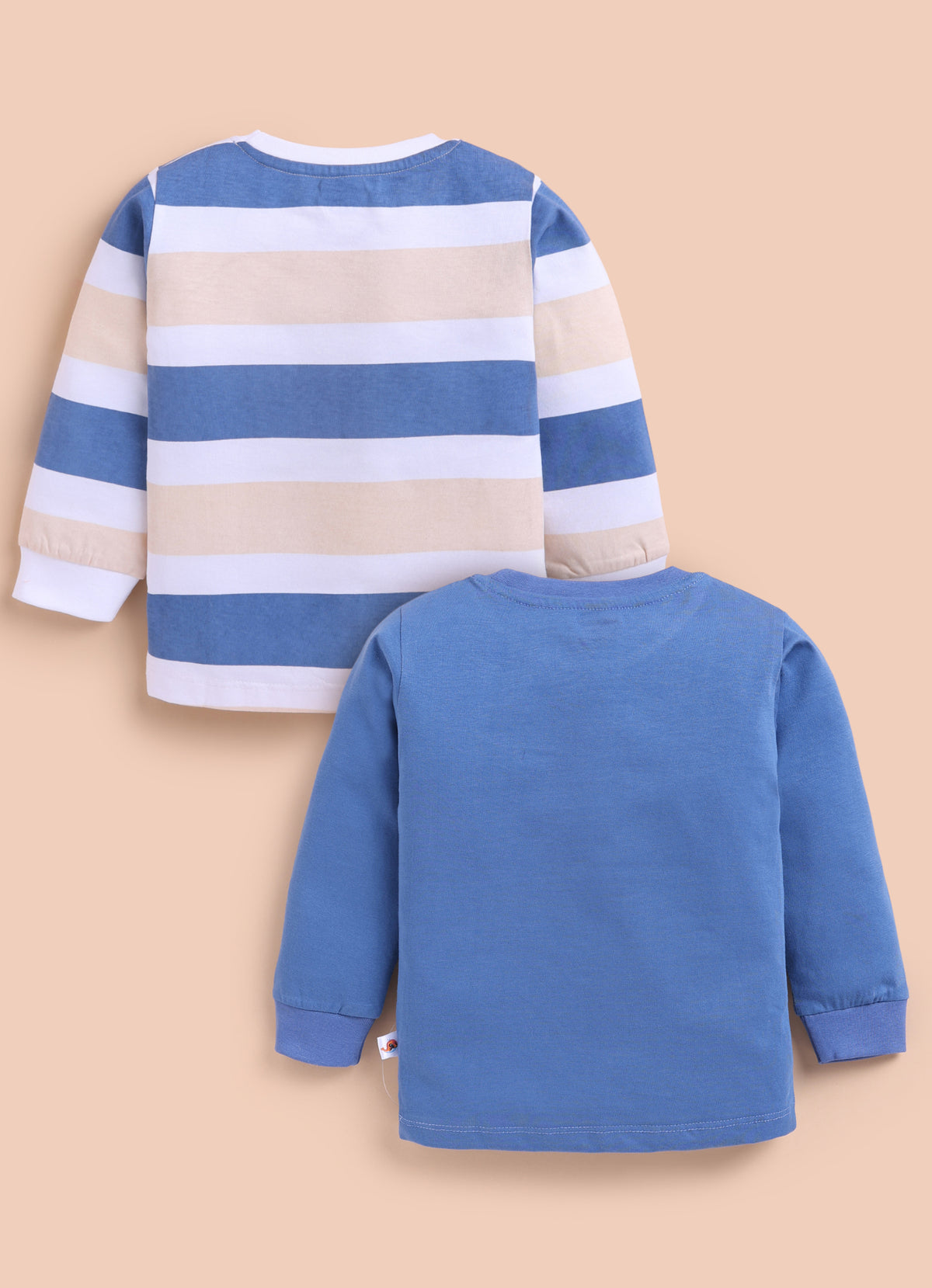 Blue & White Animal Print T-Shirts, Pack of 2, Full Sleeves, 100% Cotton