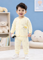 Yellow Animal Print Padded Jabla & Pyjama Set, Cotton Blend Polyfill