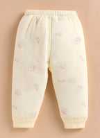 Yellow Animal Print Padded Jabla & Pyjama Set, Cotton Blend Polyfill