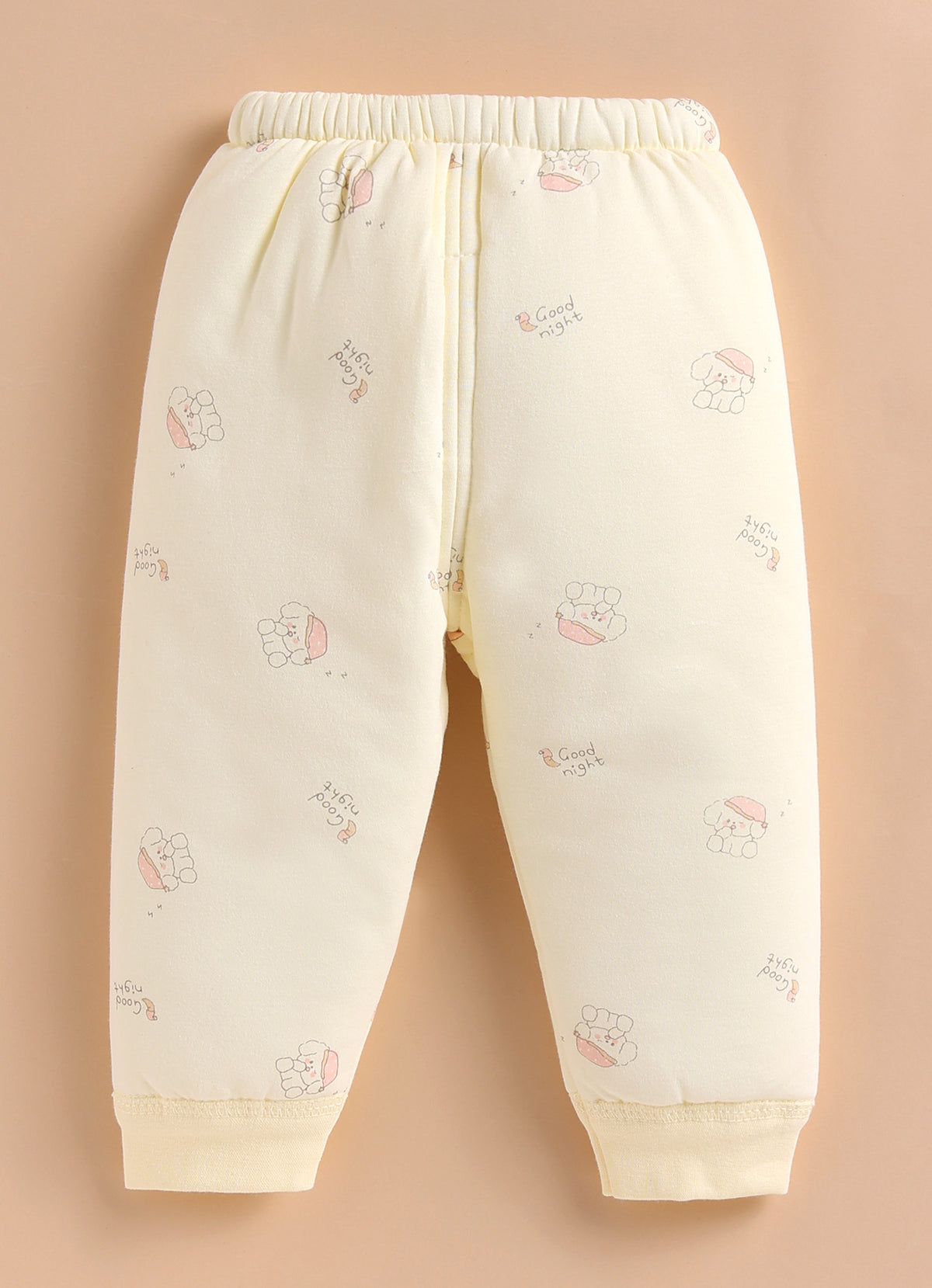 Yellow Animal Print Padded Jabla & Pyjama Set, Cotton Blend Polyfill