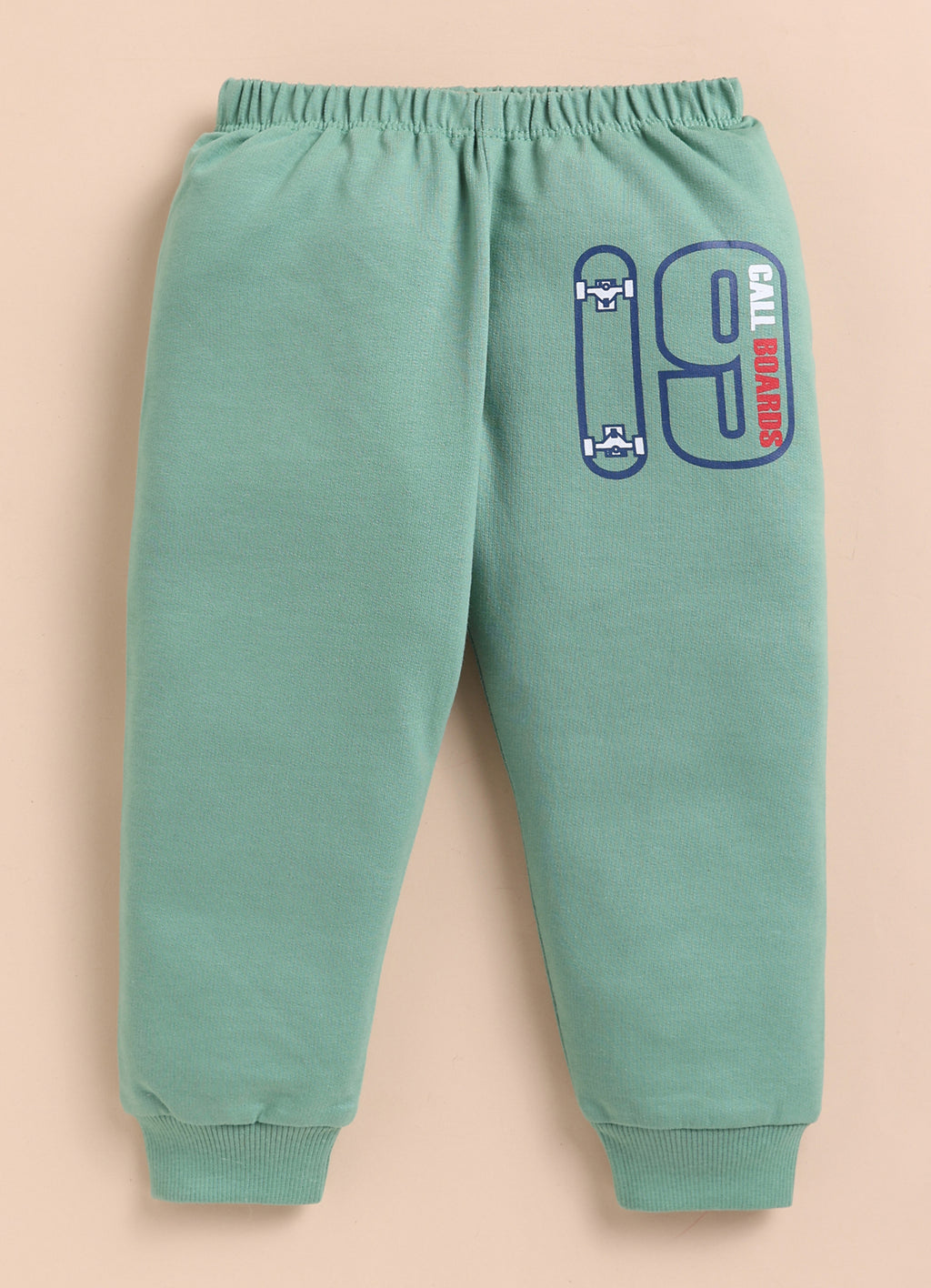 Navy & Green Graphic Print Sweatshirt & Jogger Set, Full Sleeves, 100% Cotton
