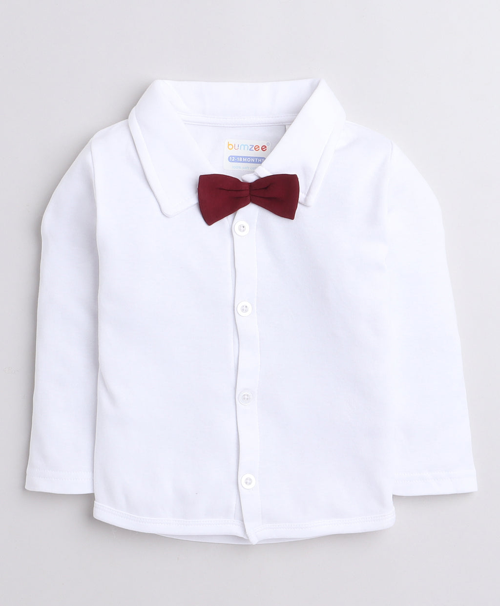 Bumzee Grey & White Formal Set, Full Sleeves, 100% Cotton