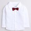 BUMZEE Grey & White Boys Full Sleeves Shirt Waistcoat & Pant Set With Applique Bow