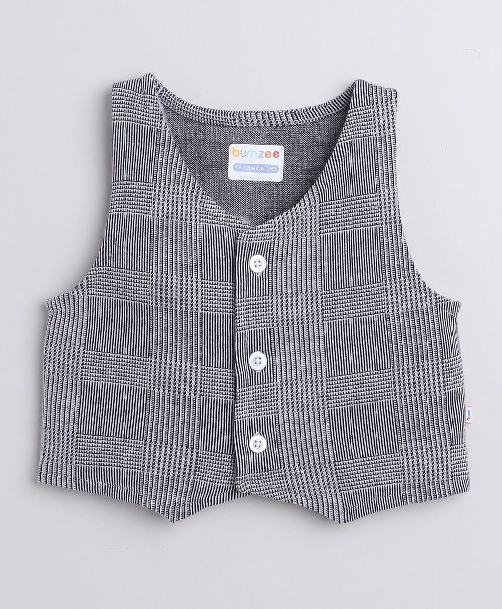 Bumzee Grey & White Formal Set, Full Sleeves, 100% Cotton