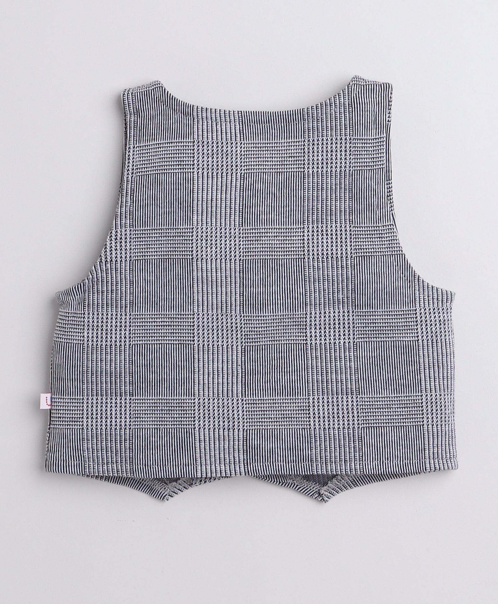 BUMZEE Grey & White Boys Full Sleeves Shirt Waistcoat & Pant Set With Applique Bow