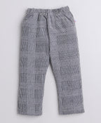 Bumzee Grey & White Formal Set, Full Sleeves, 100% Cotton