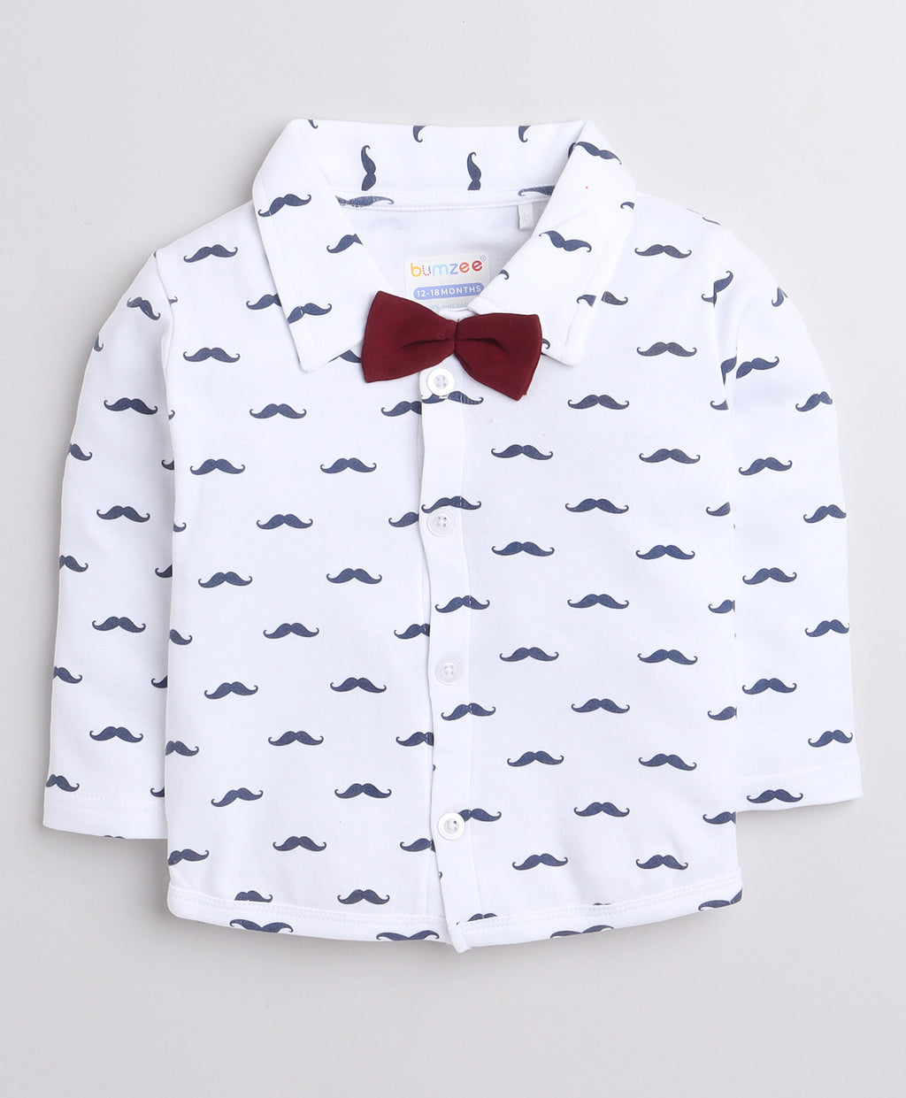 Bumzee Maroon & White Formal Set, Full Sleeves, 100% Cotton