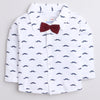 BUMZEE Maroon & White Boys Full Sleeves Shirt Waistcoat & Pant Set With Applique Bow