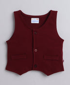 Bumzee Maroon & White Formal Set, Full Sleeves, 100% Cotton