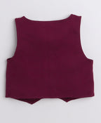 Bumzee Maroon & White Formal Set, Full Sleeves, 100% Cotton